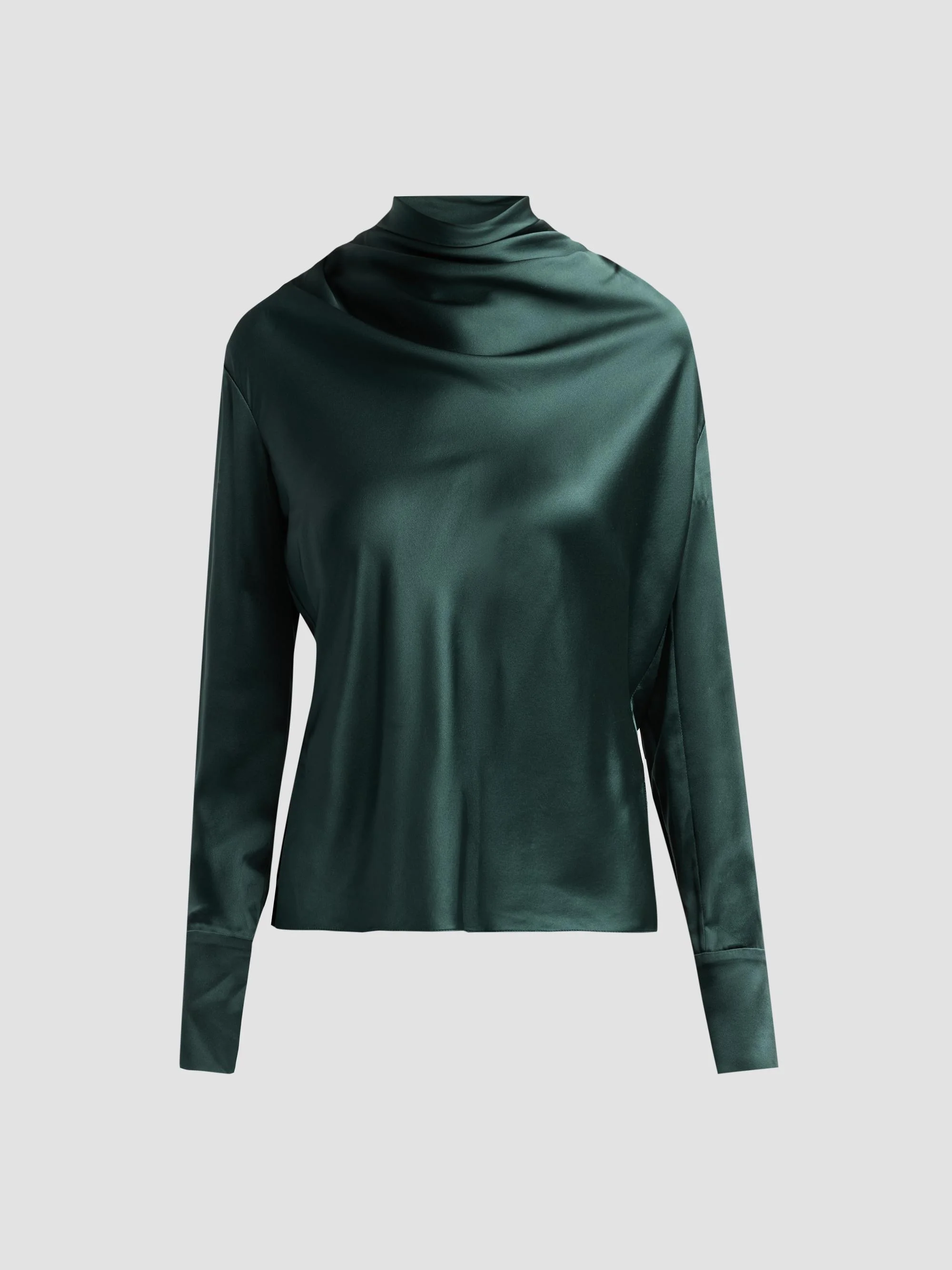 Women's Blaine Draped Silk Charmeuse Top - Hunter Green - 1