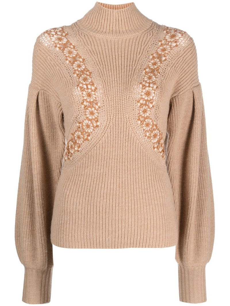 crochet-detail merino jumper 1