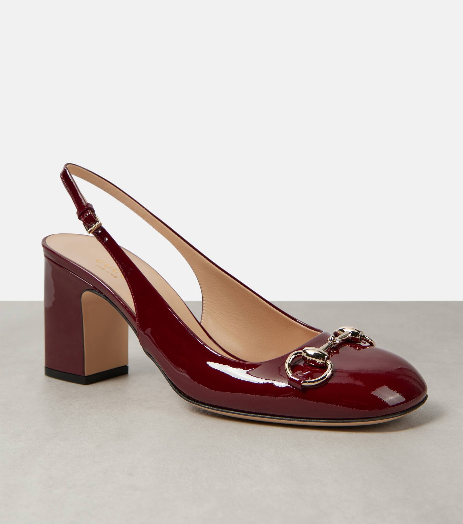 Horsebit patent leather slingback pumps - 6