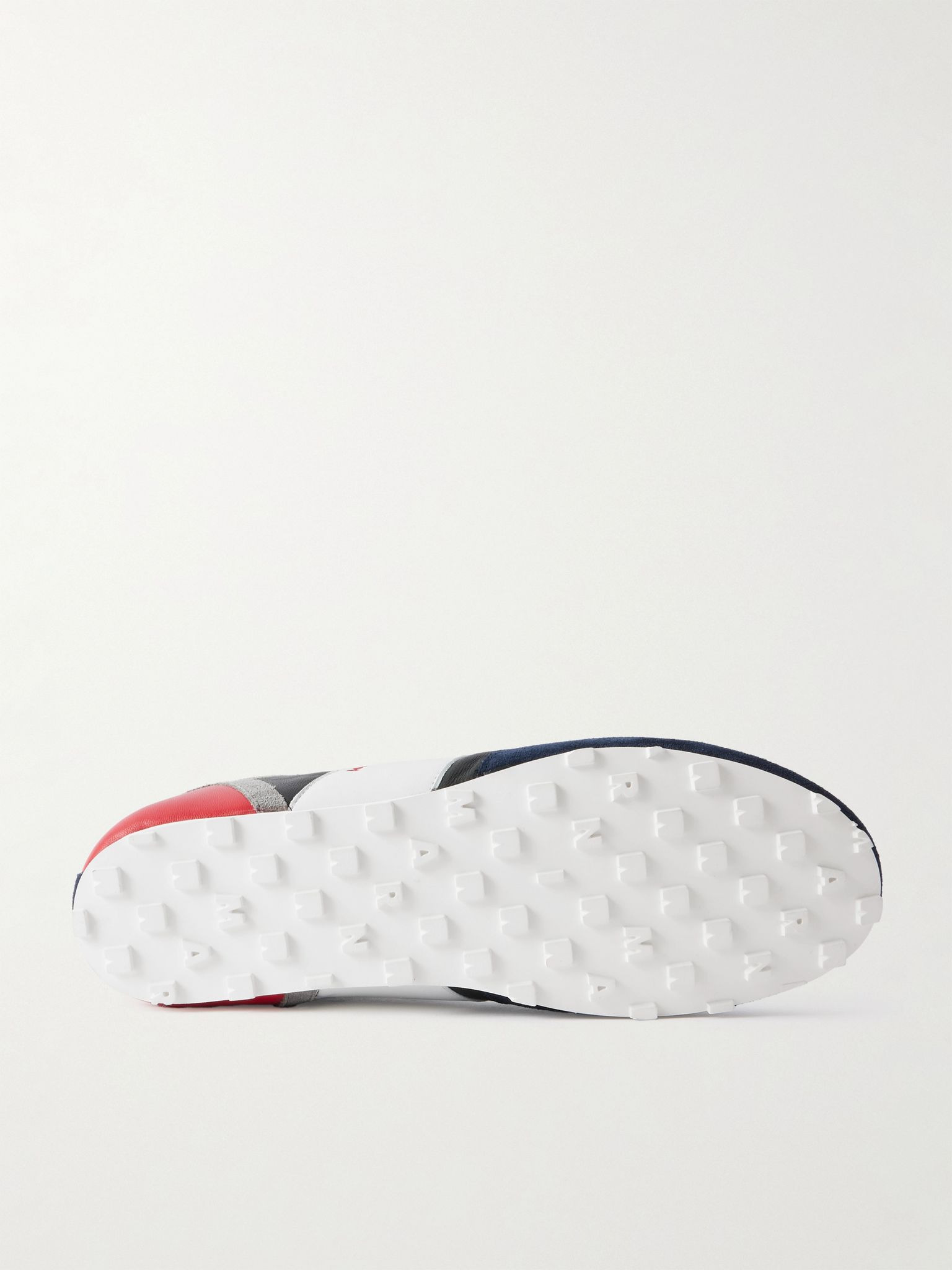Logo-Embroidered Suede-Trimmed Leather Sneakers Black - 3