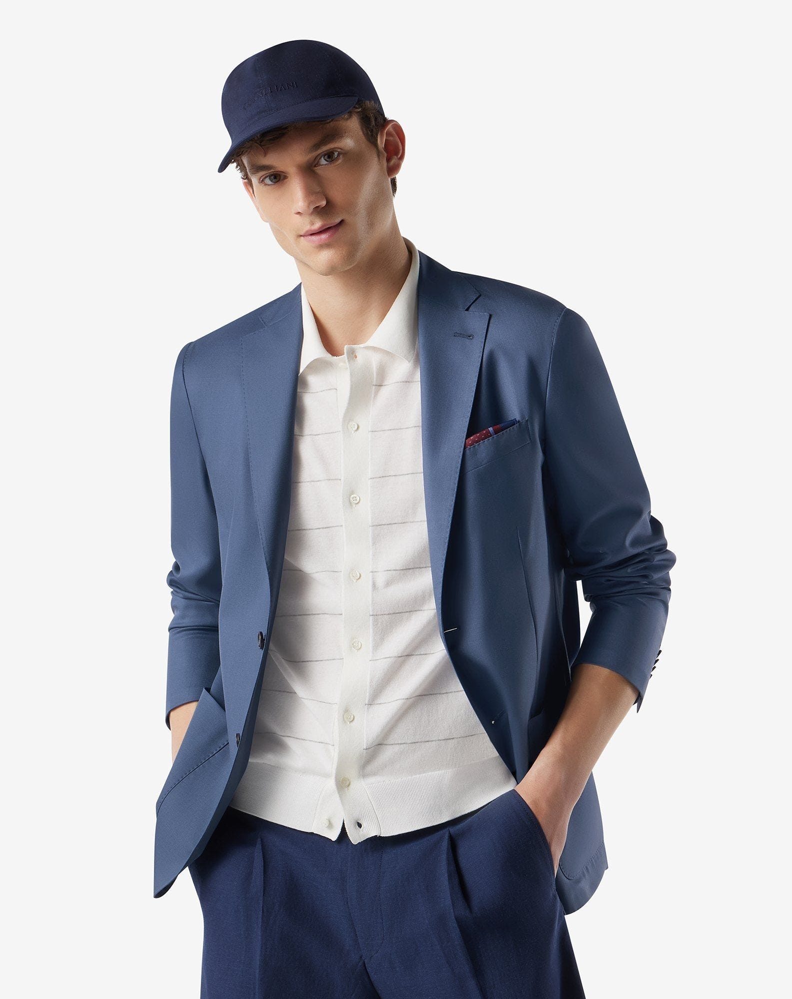 Light blue extra light wool and silk jacket - 2