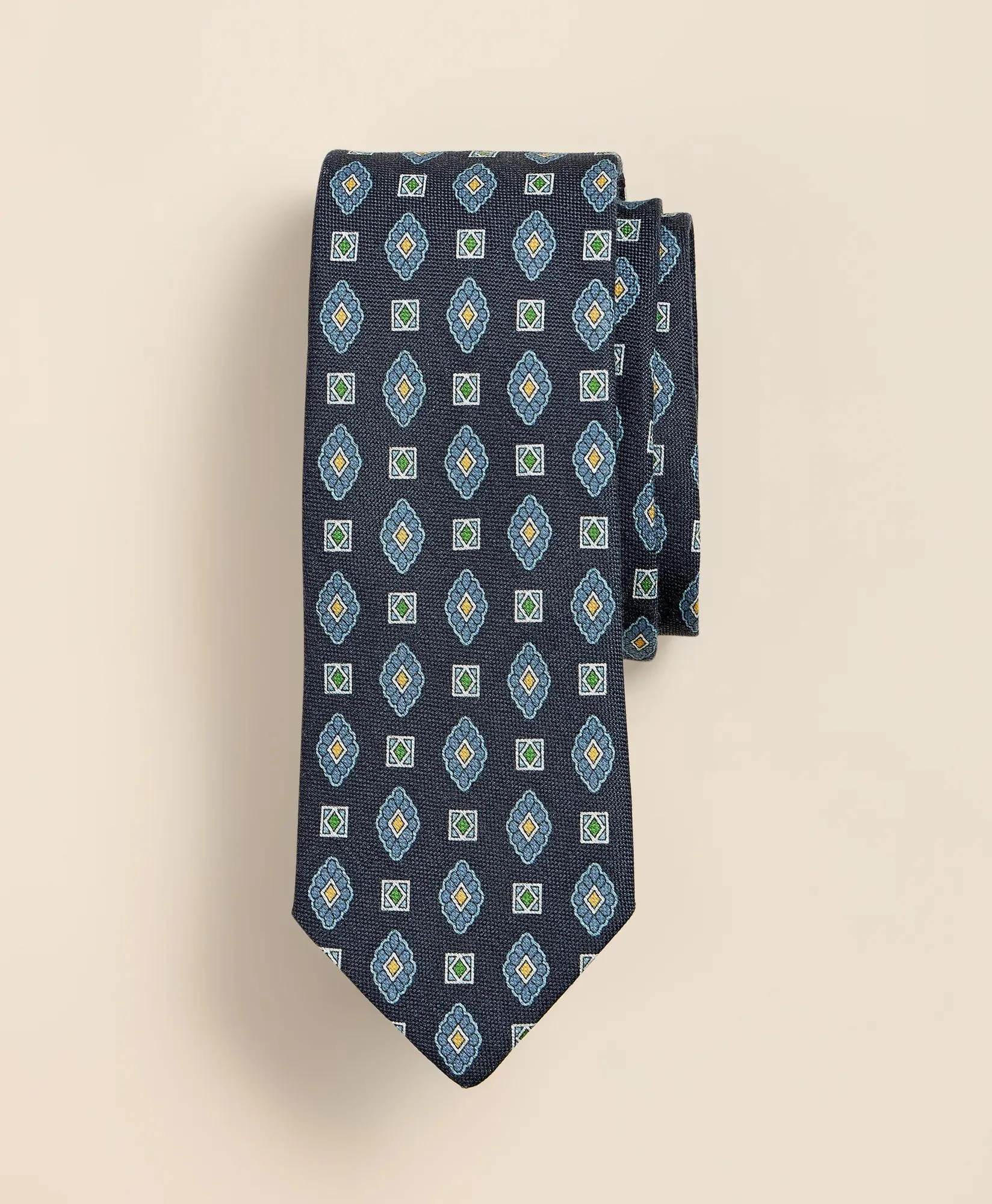 Linen-Silk Foulard Tie - 1