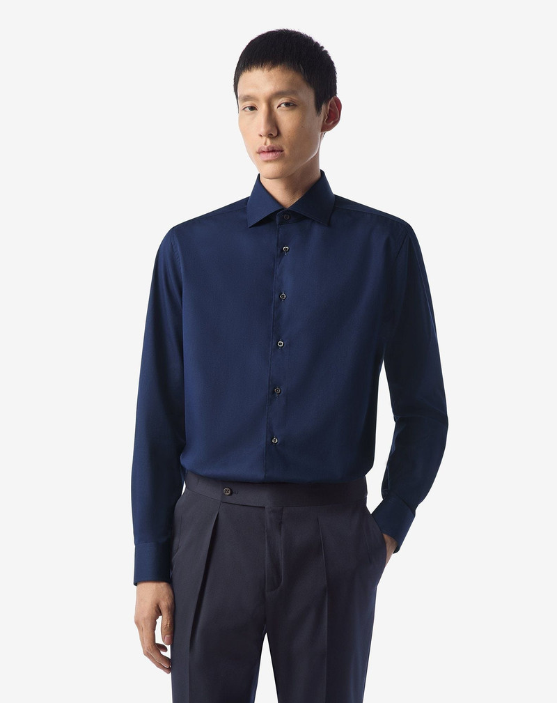CORNELIANI Blue wrinkle-free cotton shirt outlook