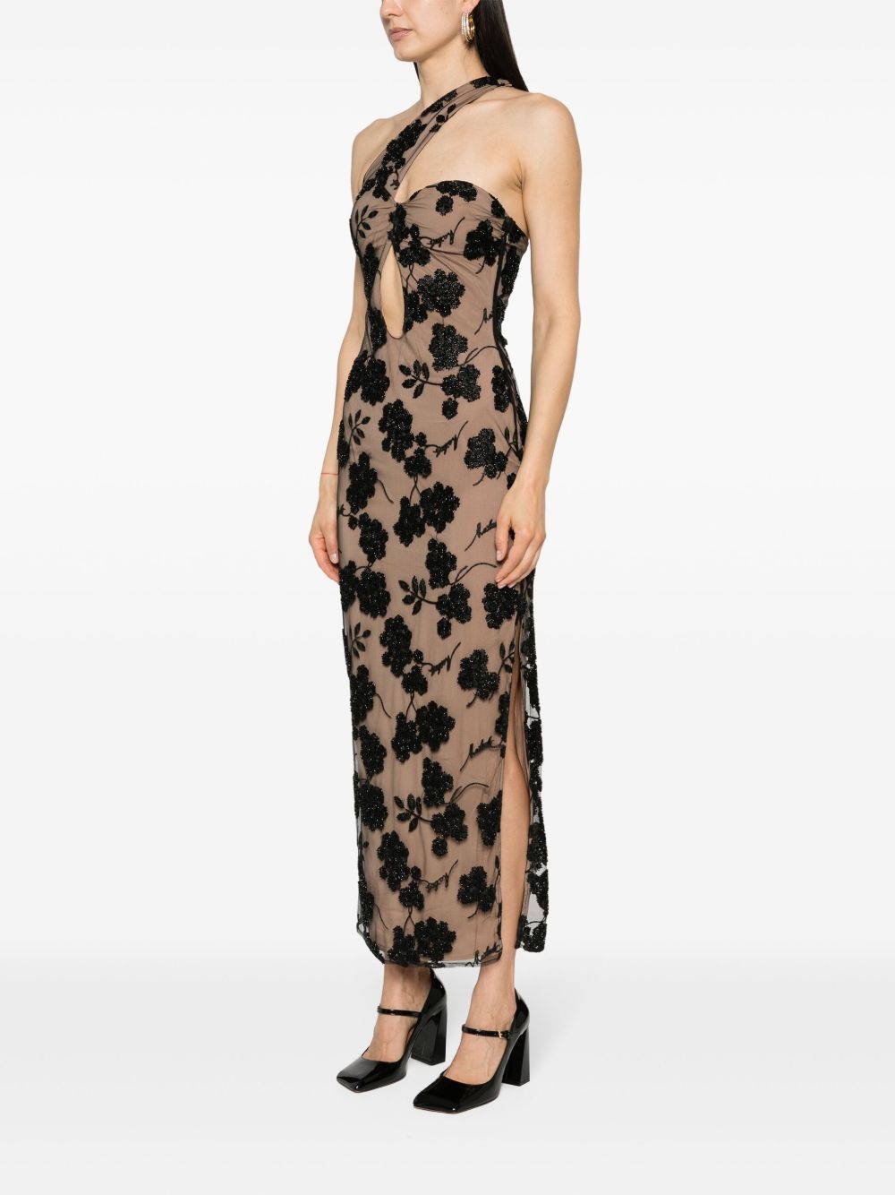 floral-beads midi dress - 3