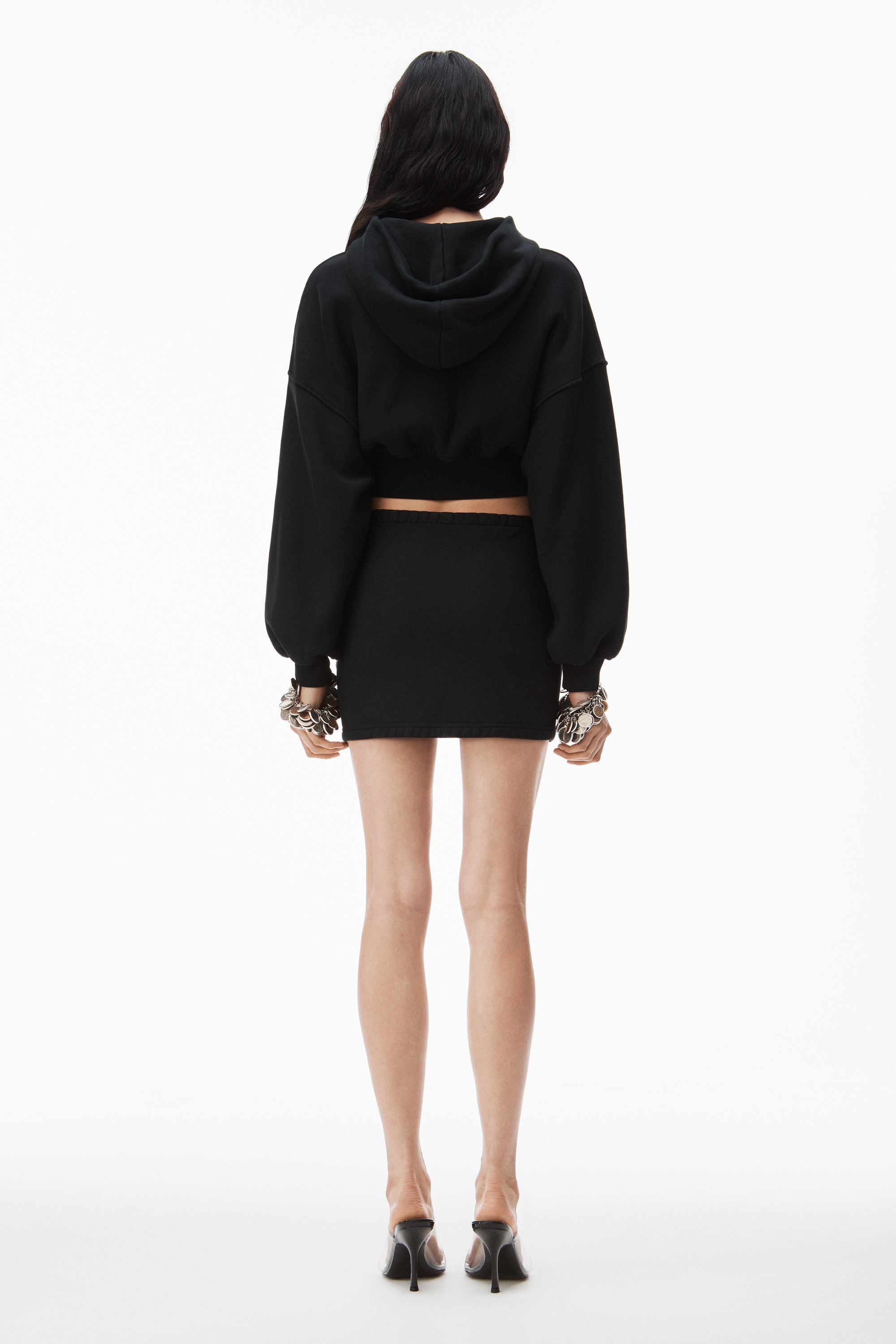 cropped zip up hoodie in classic terry - 4