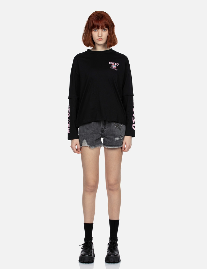 EVISU FAUX TWO-PIECE DARUMA AND LOGO PRINT REGULAR FIT T-SHIRT outlook