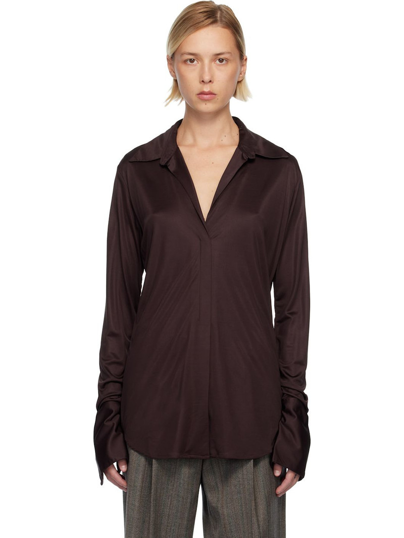 Burgundy Satin Shirt 1