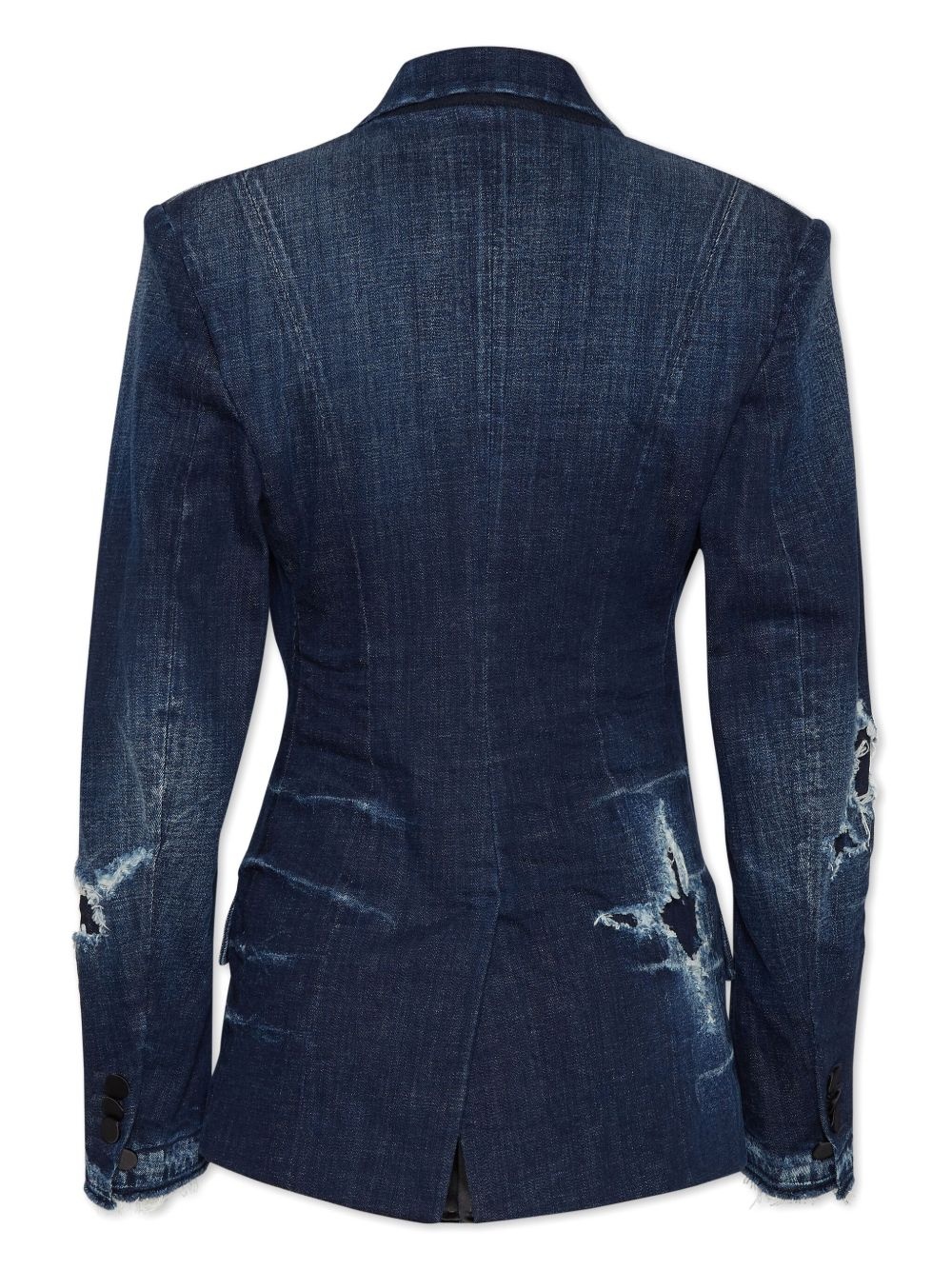 distressed denim blazer - 2