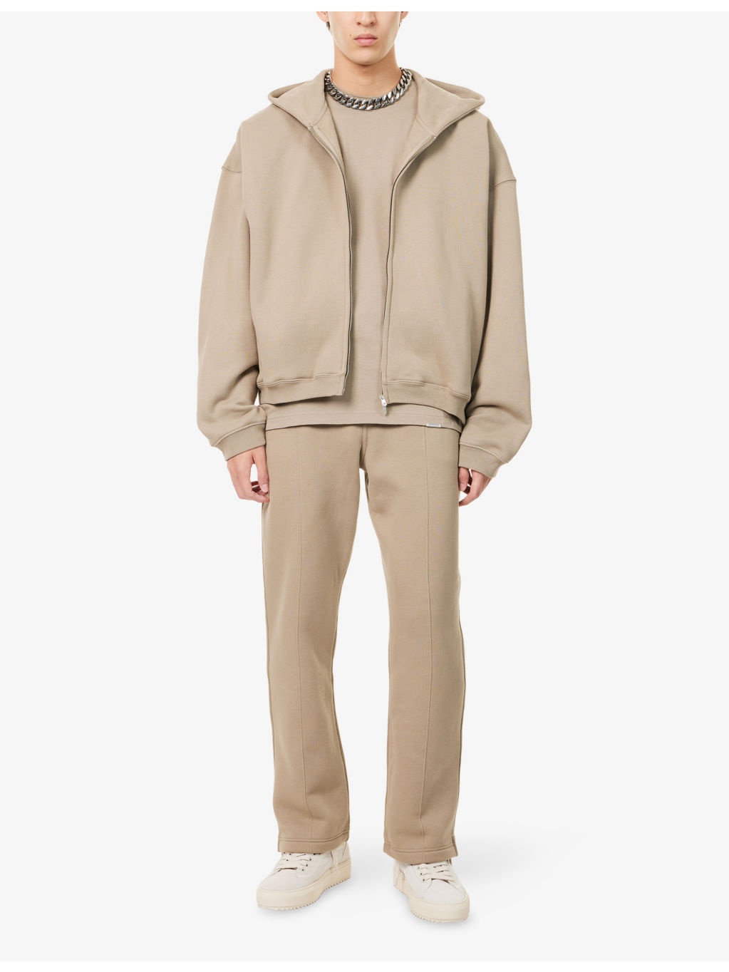 Initial Boxy Zip-Up Logo-Embellished Cotton Hoody - 2