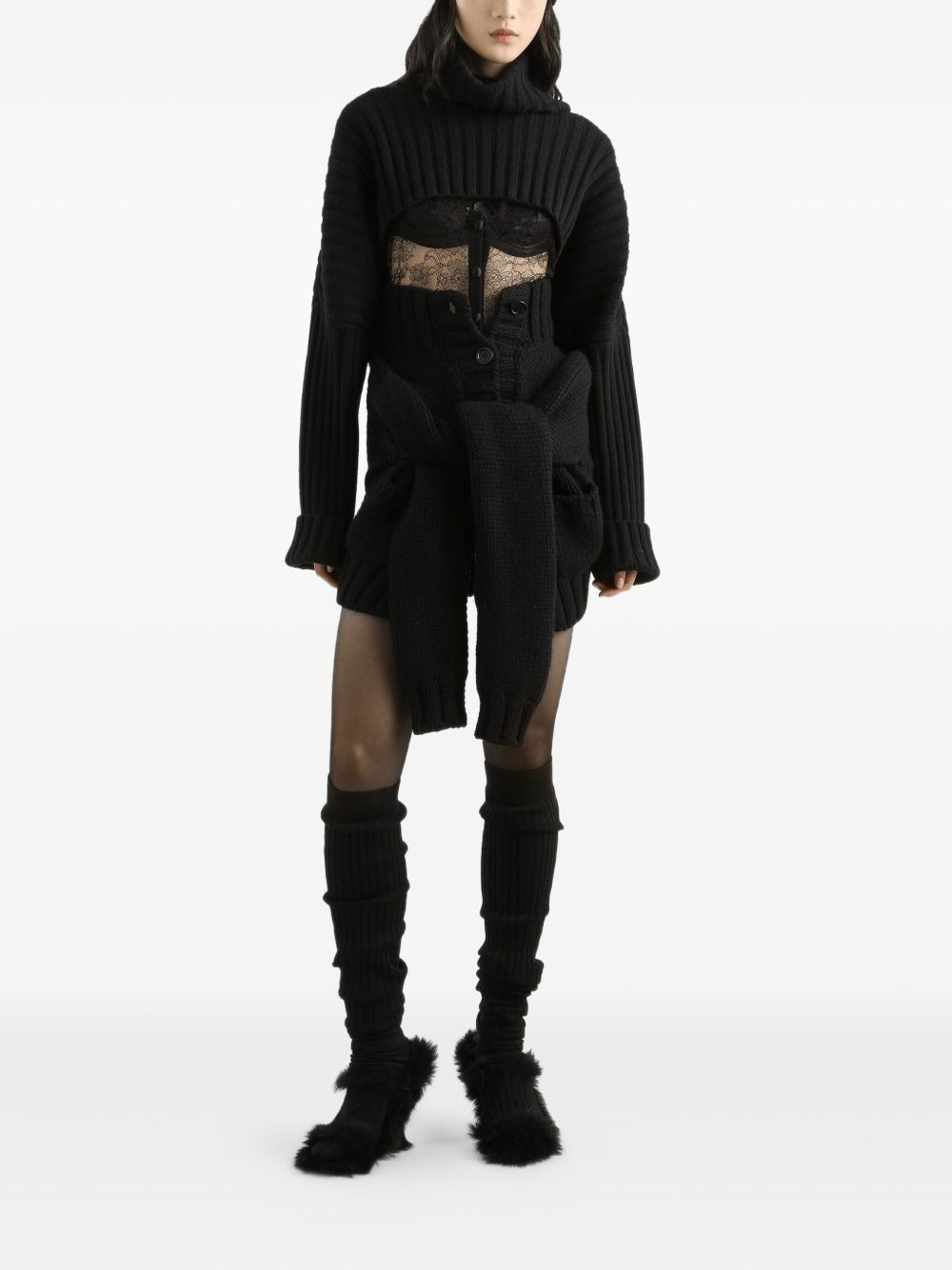 ribbed long-sleeves cardigan - 2