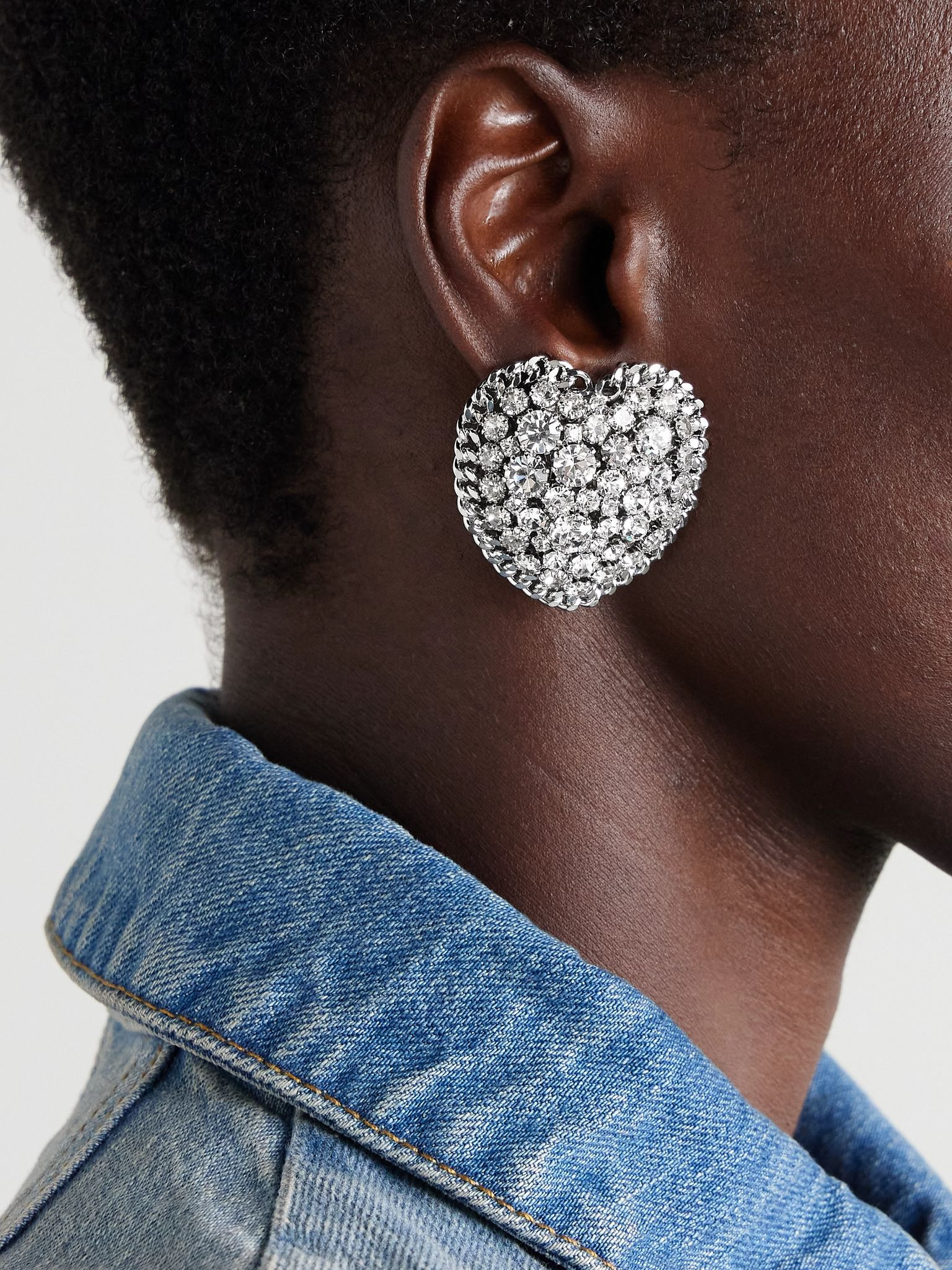 Silver-tone crystal clip earrings Silver - 2