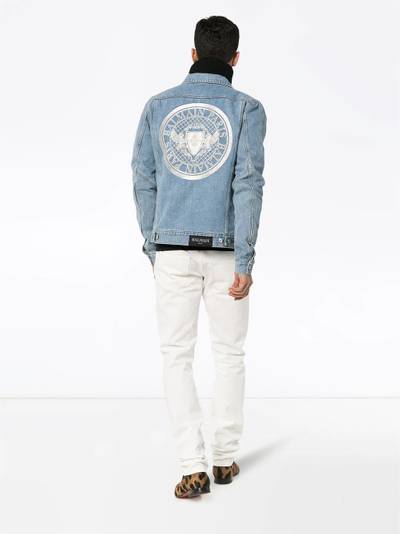 Balmain embroidered logo denim jacket outlook