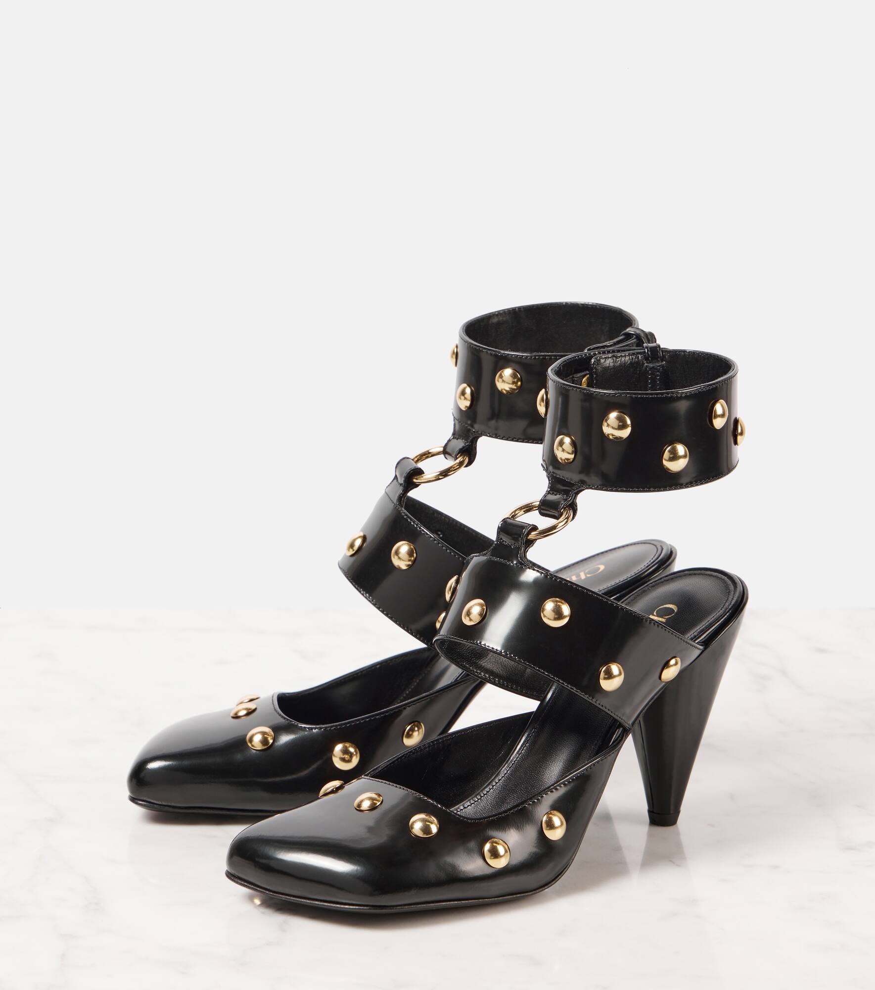 Jade studded leather pumps - 4
