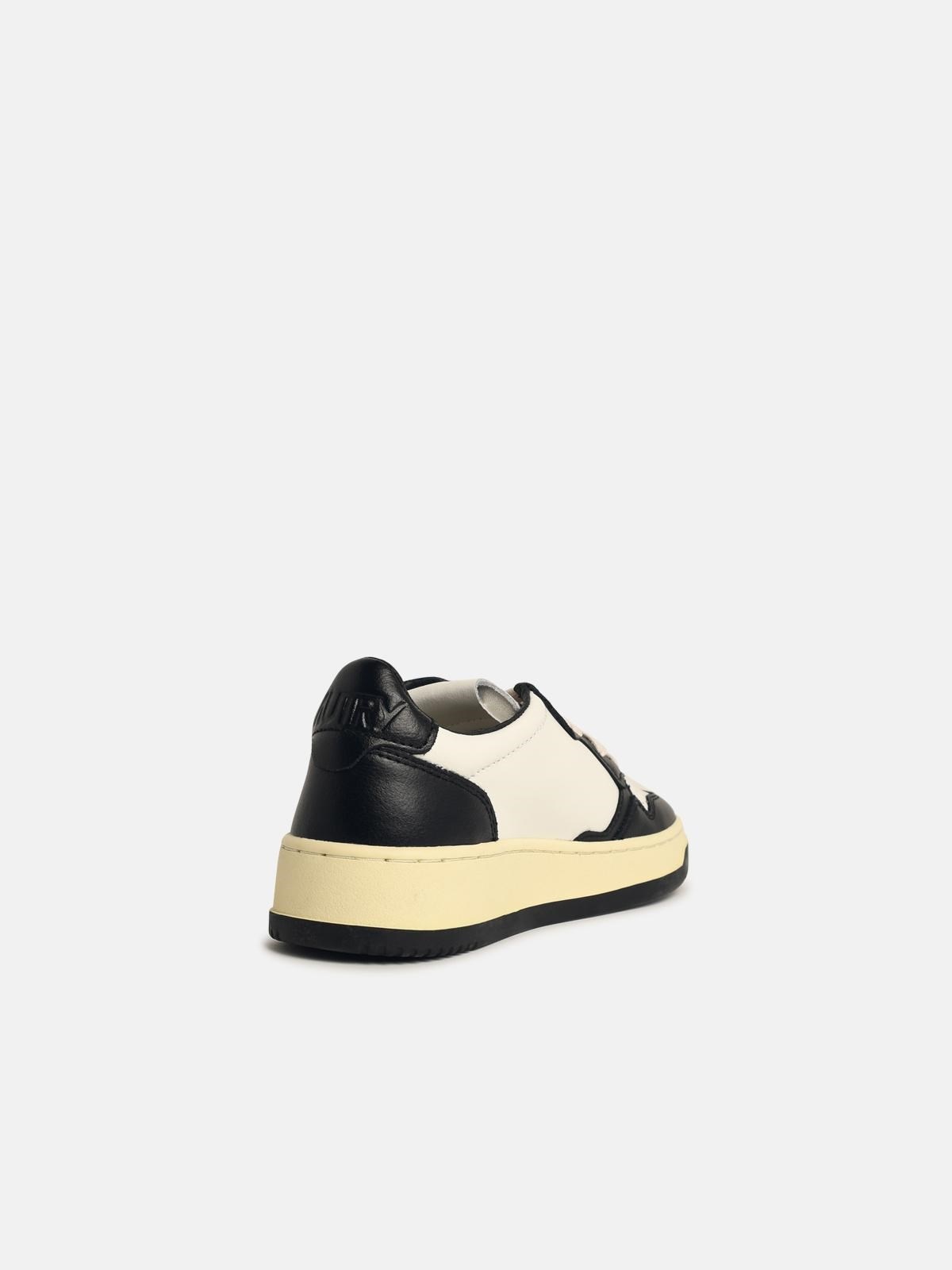 BLACK AND WHITE LEATHER MEDALIST SNEAKERS - 3