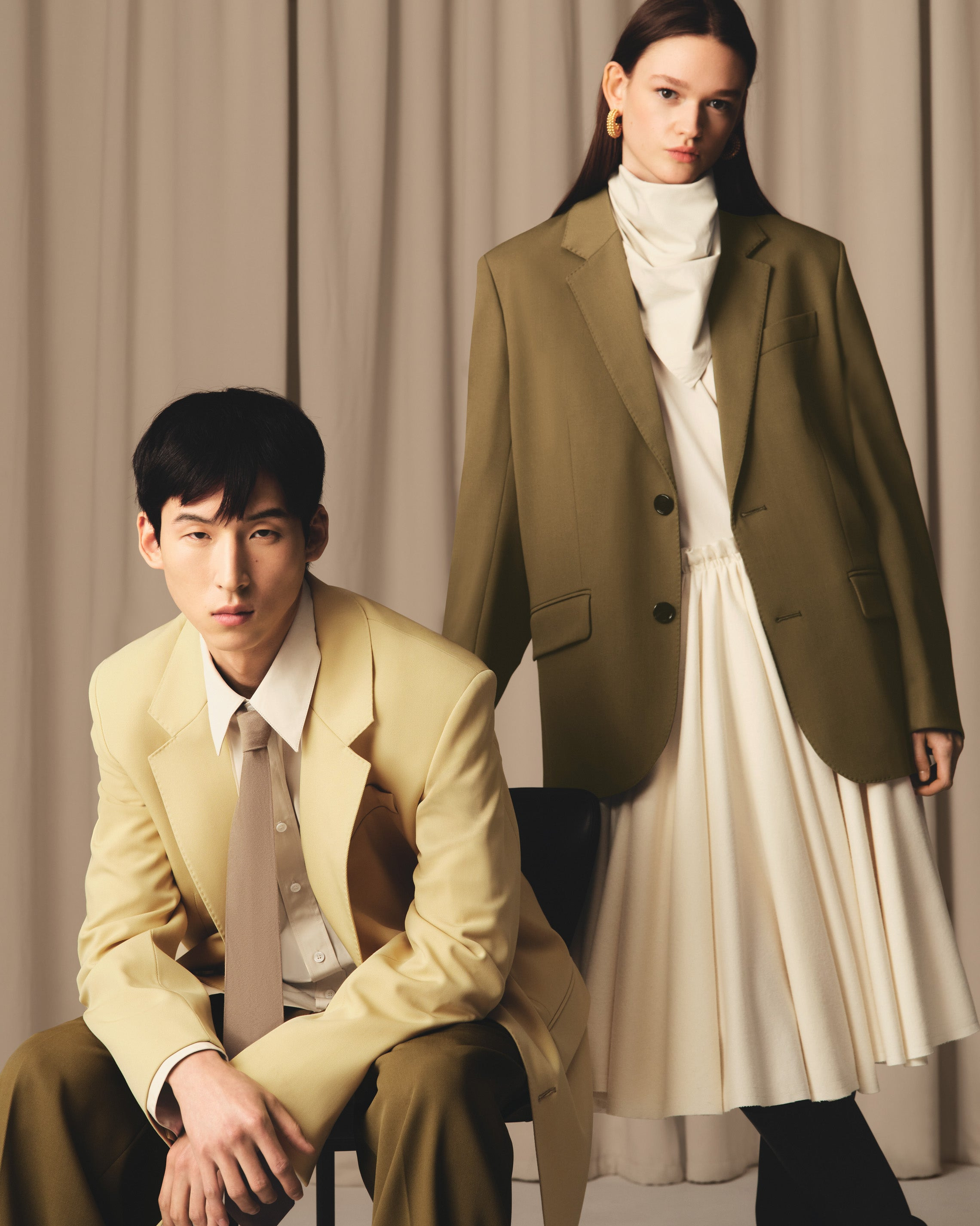 GREEN WOOL LOOSE SINGLE BREASTED JACKET - 11