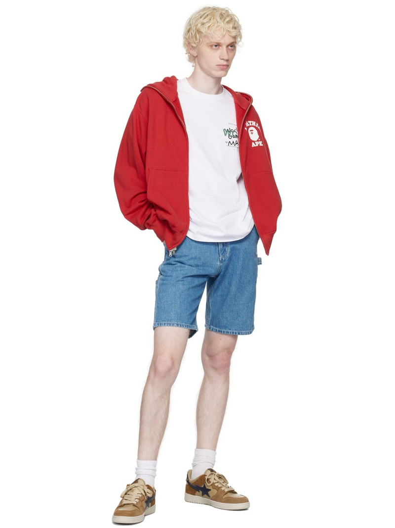 A BATHING APE® White Woodland Camo Ape Head T-Shirt outlook