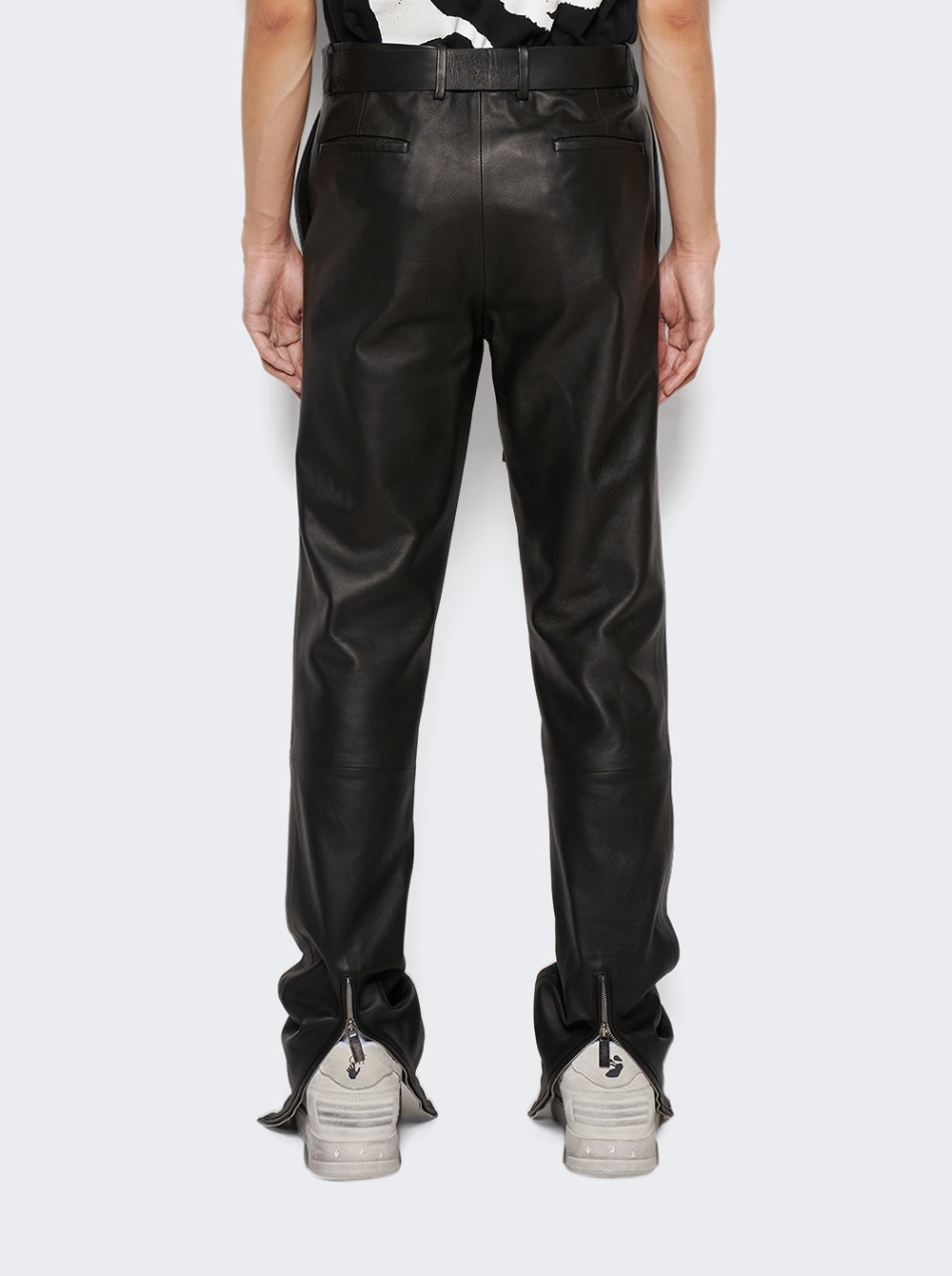 Belted Leather Super Skinny Pants Black - 5
