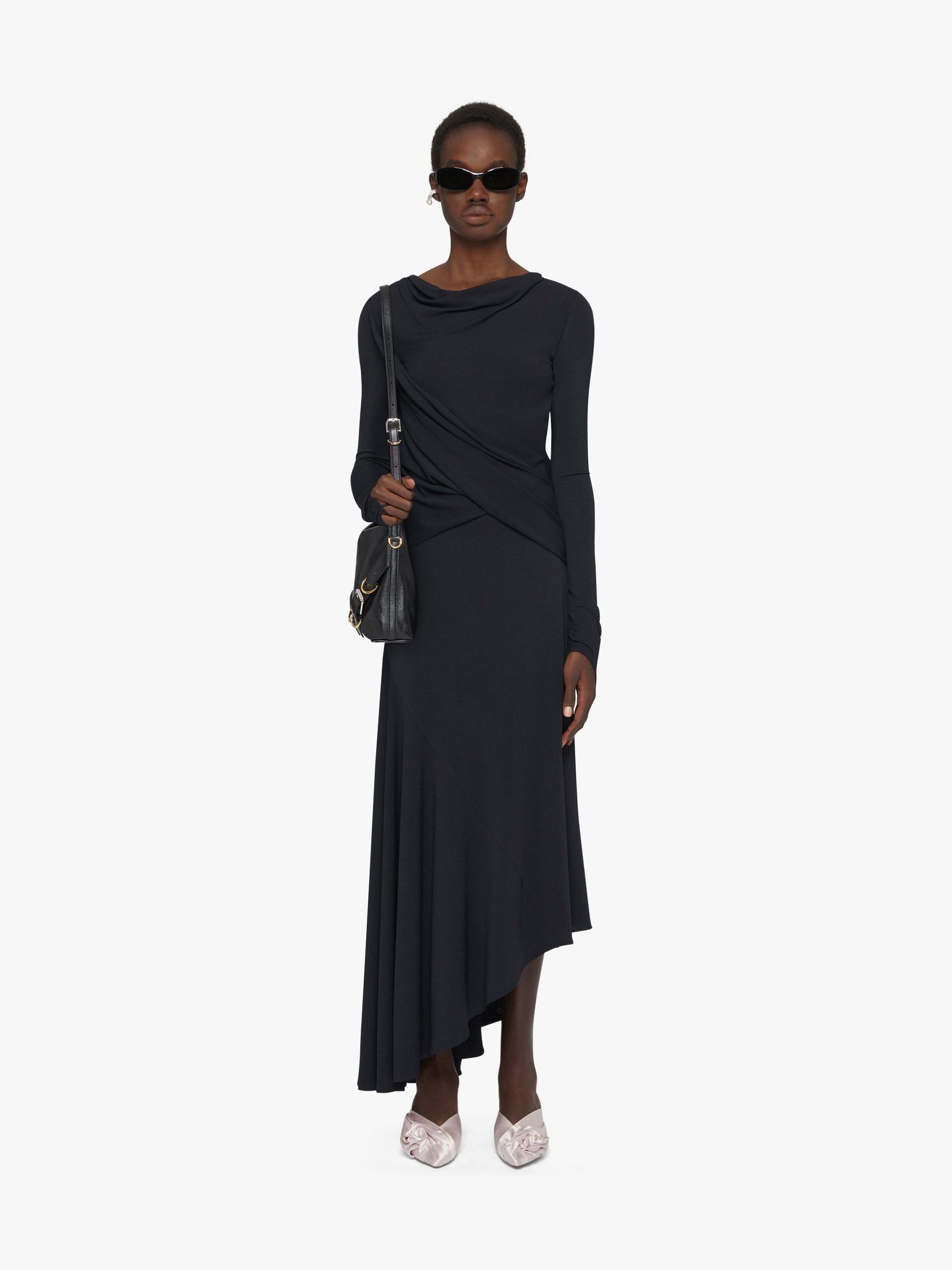 ASYMMETRIC DRAPED DRESS IN CREPE JERSEY - 2