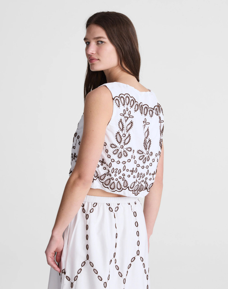 Madewell Embroidered Sleeveless Bubble Top in Poplin outlook