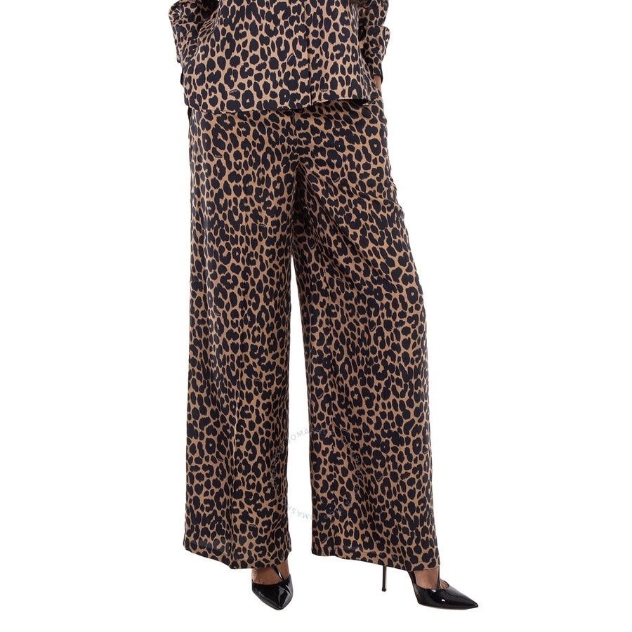 Max Mara Ghinea Leopard Silk Wide-Leg Pants - 1