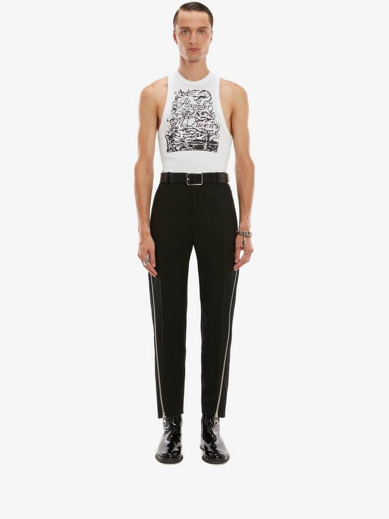 Alexander McQueen Blake Illustration Ribbed Tank Top in White outlook