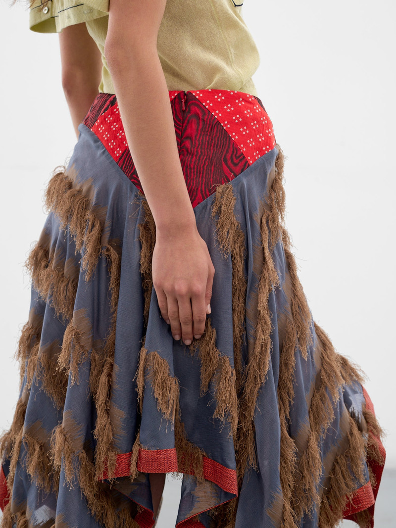 Klapheck Patchwork Fringe Midi Skirt 5