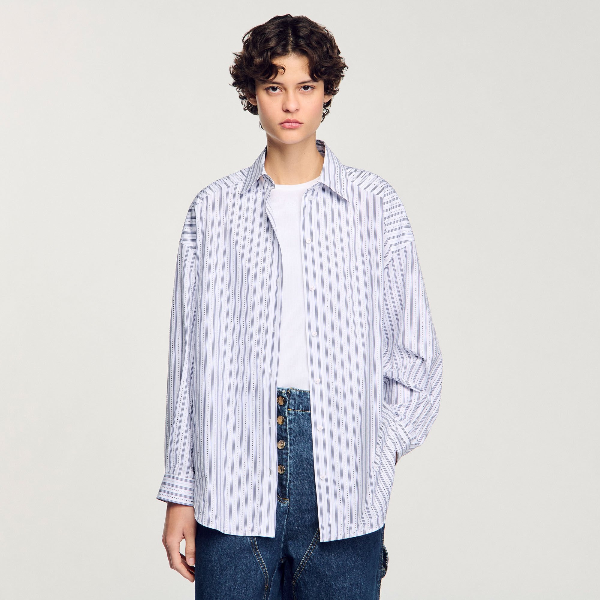 STRIPED RHINESTONE SHIRT - 4