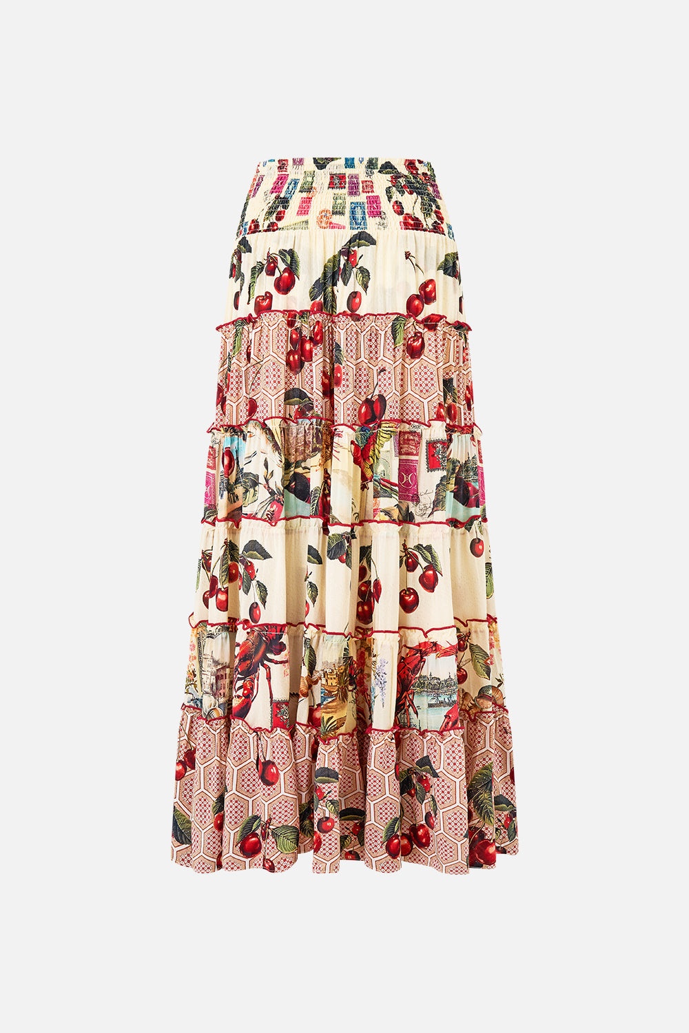 SHIRRED WAIST TIERED CIRCLE SKIRT - 7
