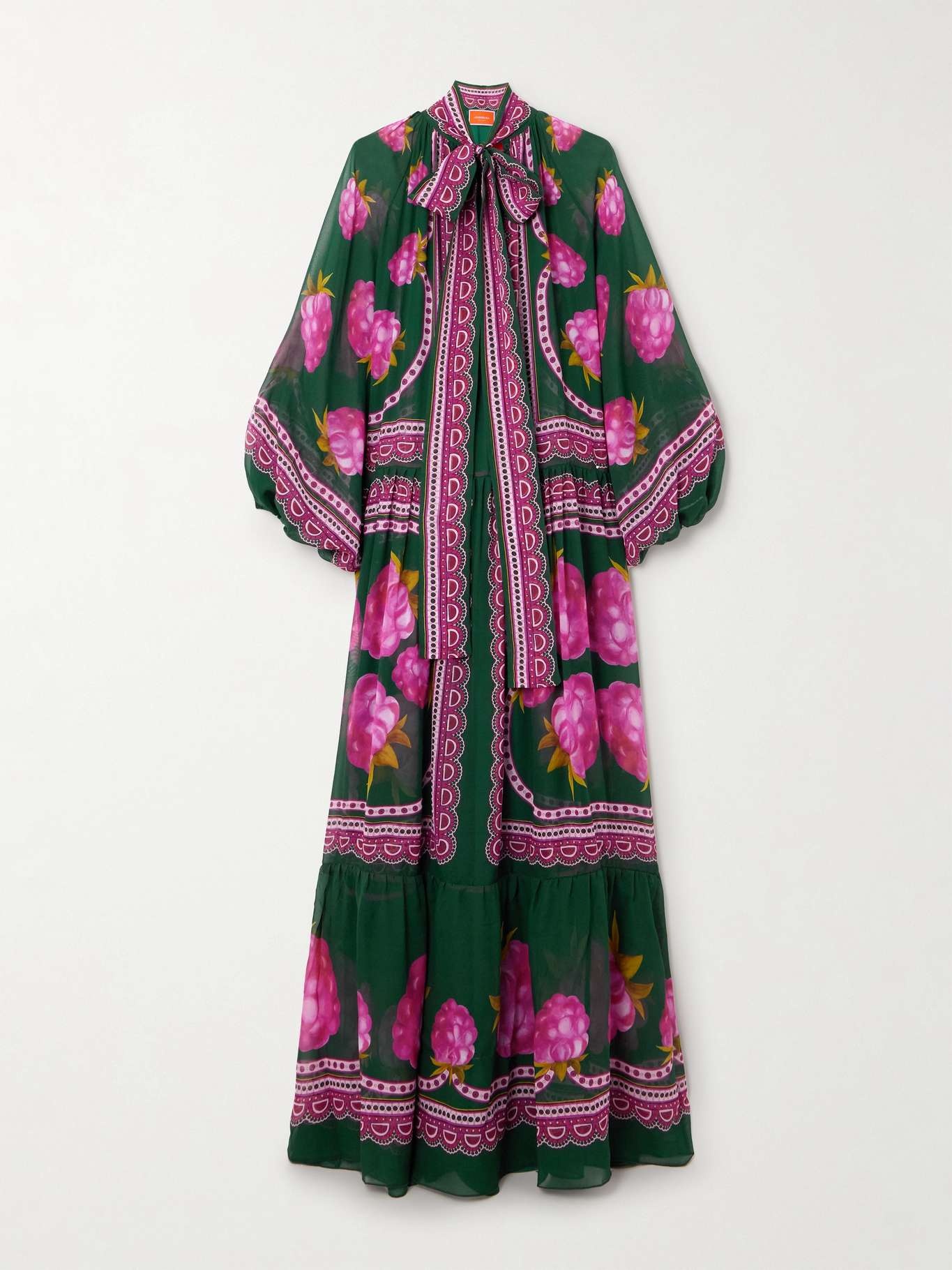 Athena belted pleated printed silk-chiffon maxi dress - 1