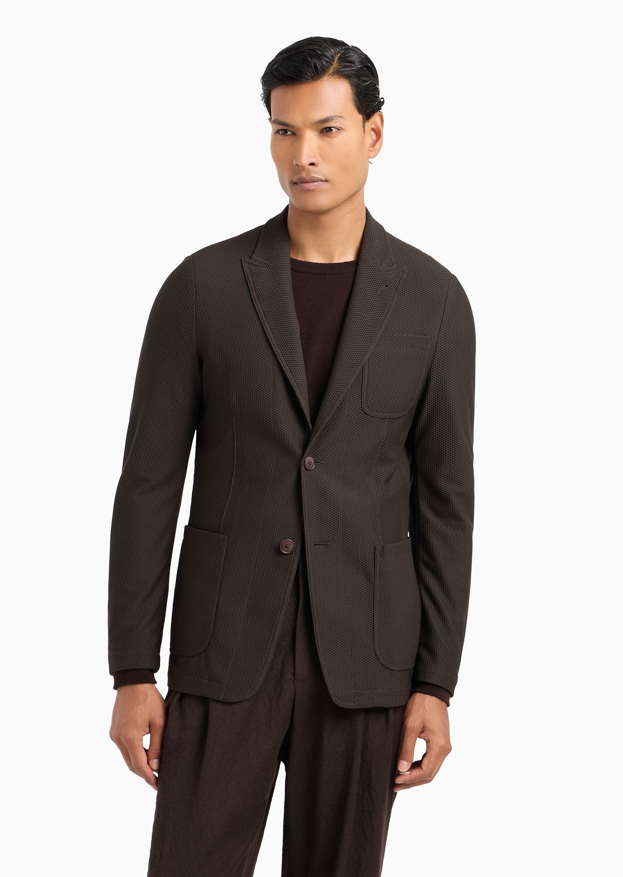 Single-breasted jacket in technical waffle fabric - 2