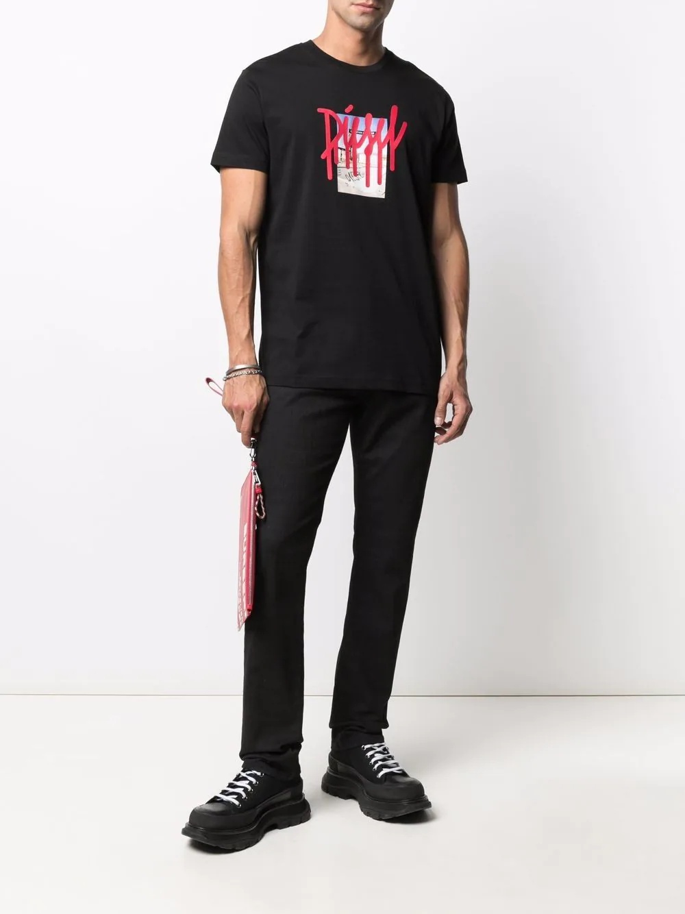 drip-effect logo print T-shirt - 2