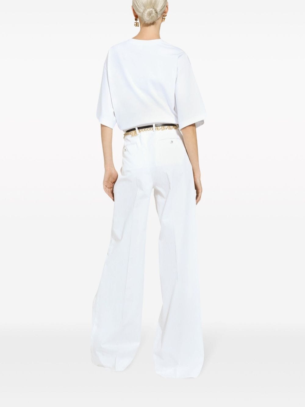 high-waisted cotton-blend pallazo pants - 4