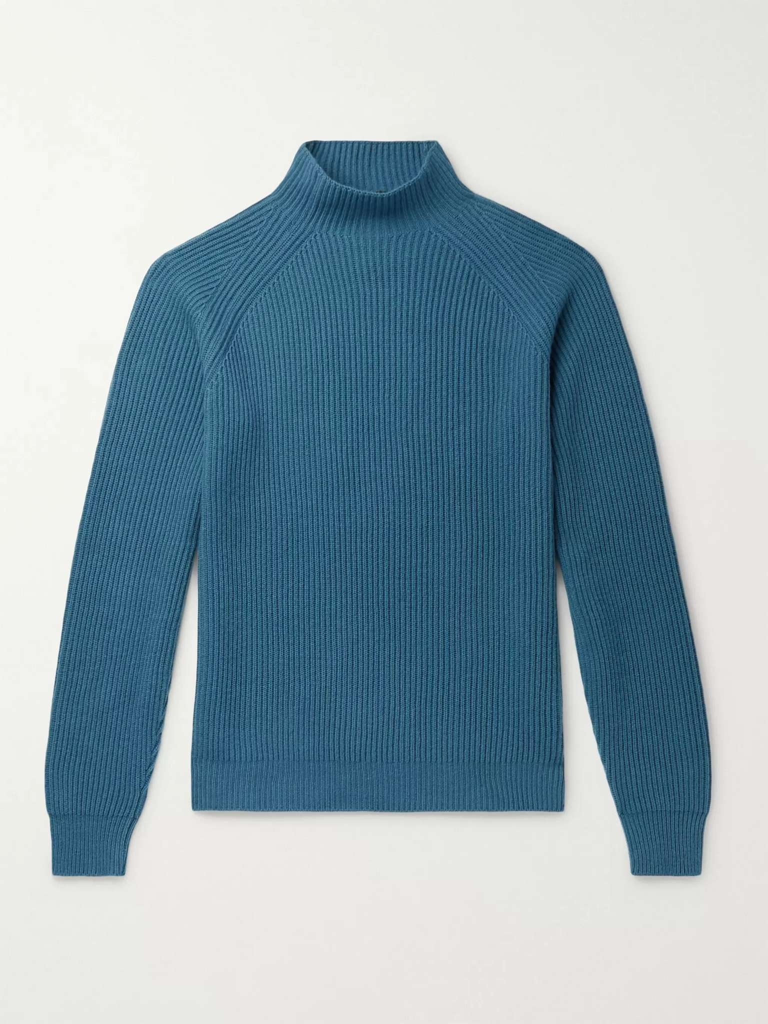 Ribbed Baby Cashmere Mock-Neck Sweater - 1