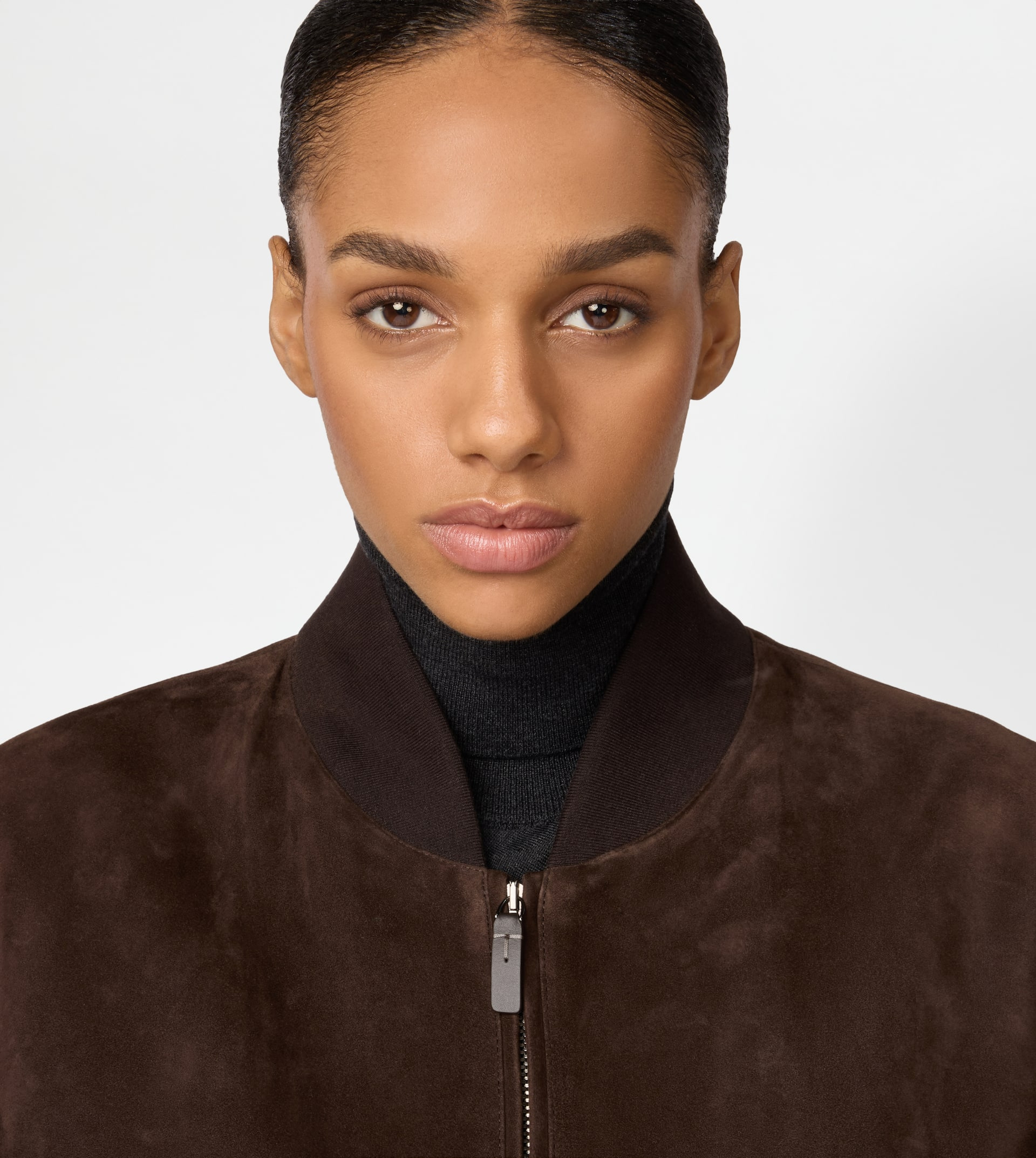 BOMBER JACKET IN PASHMY SUEDE - BROWN - 11