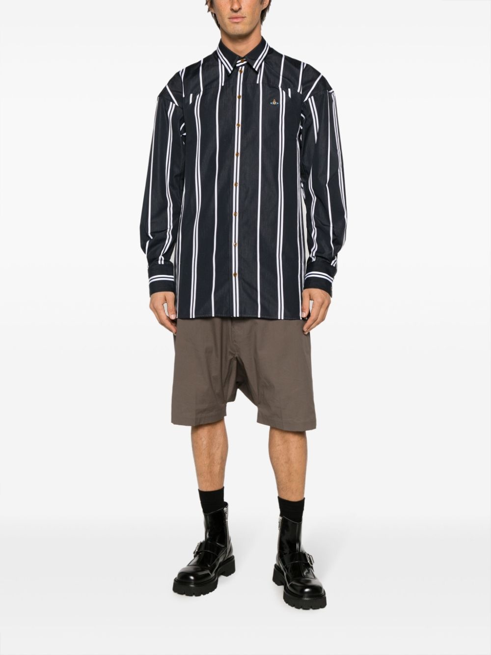 Orb-logo stripe-print shirt - 2