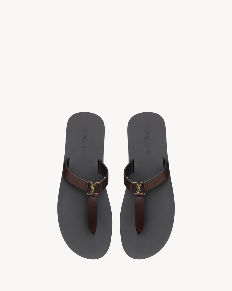 SAINT LAURENT BABYLONE SLIDES IN SMOOTH LEATHER outlook