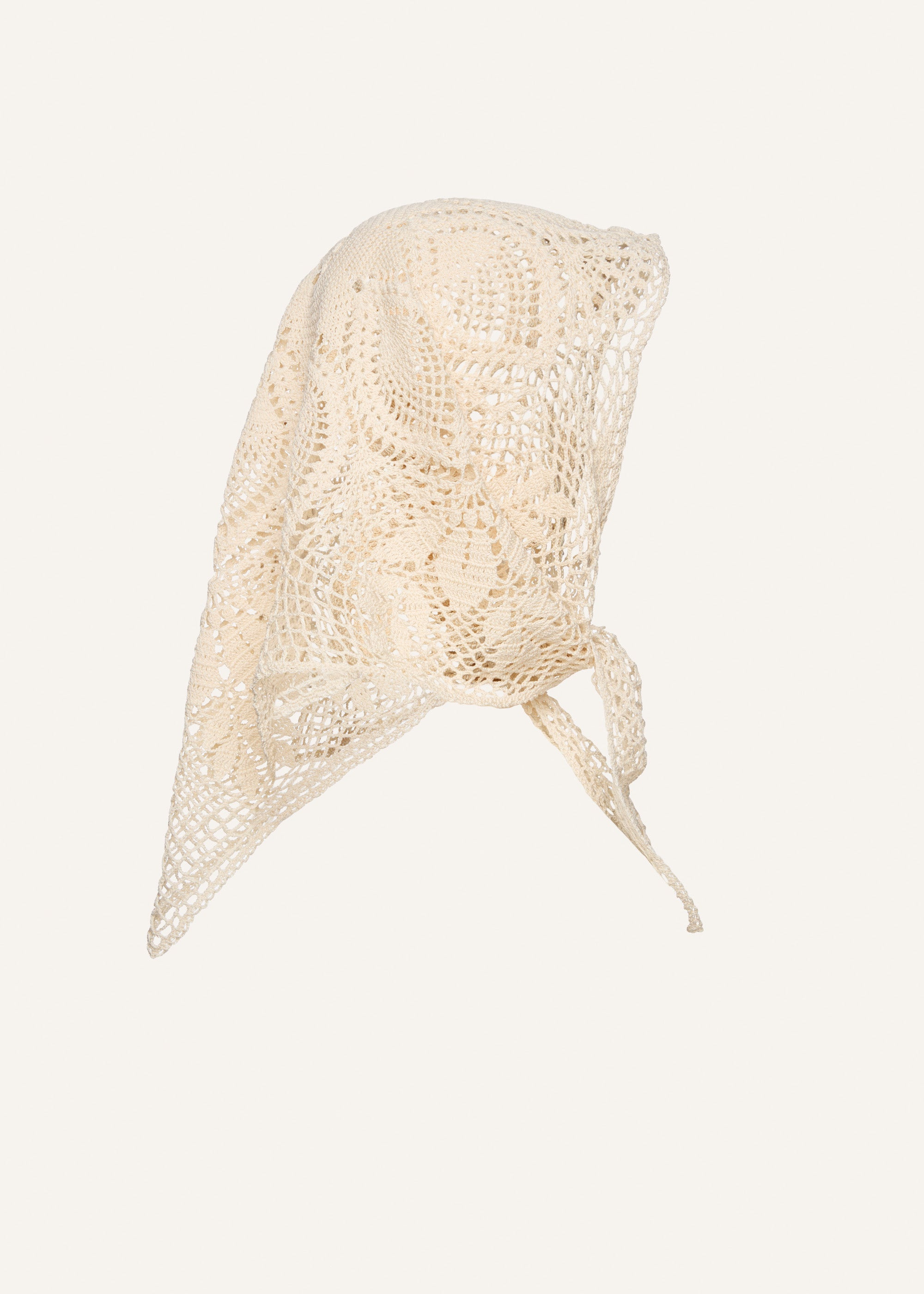 Floral motif crochet scarf in cream - 3