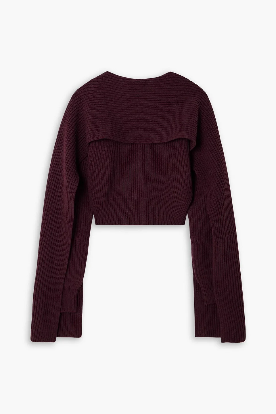 Cropped ribbed wool and cashmere-blend sweater - 1