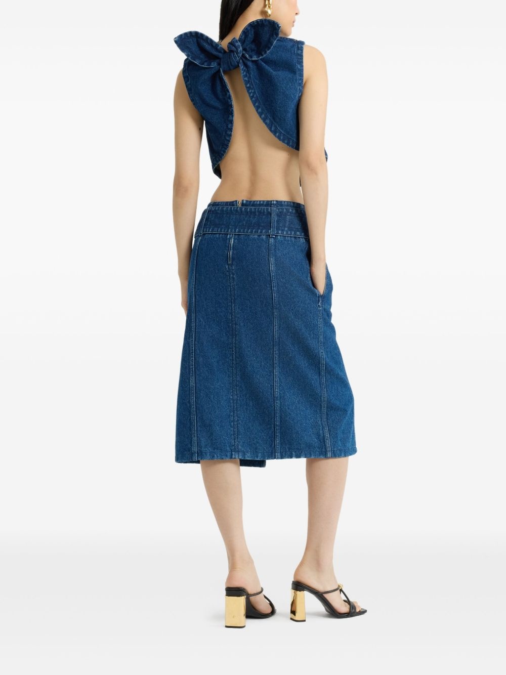 belted denim midi skirt - 3