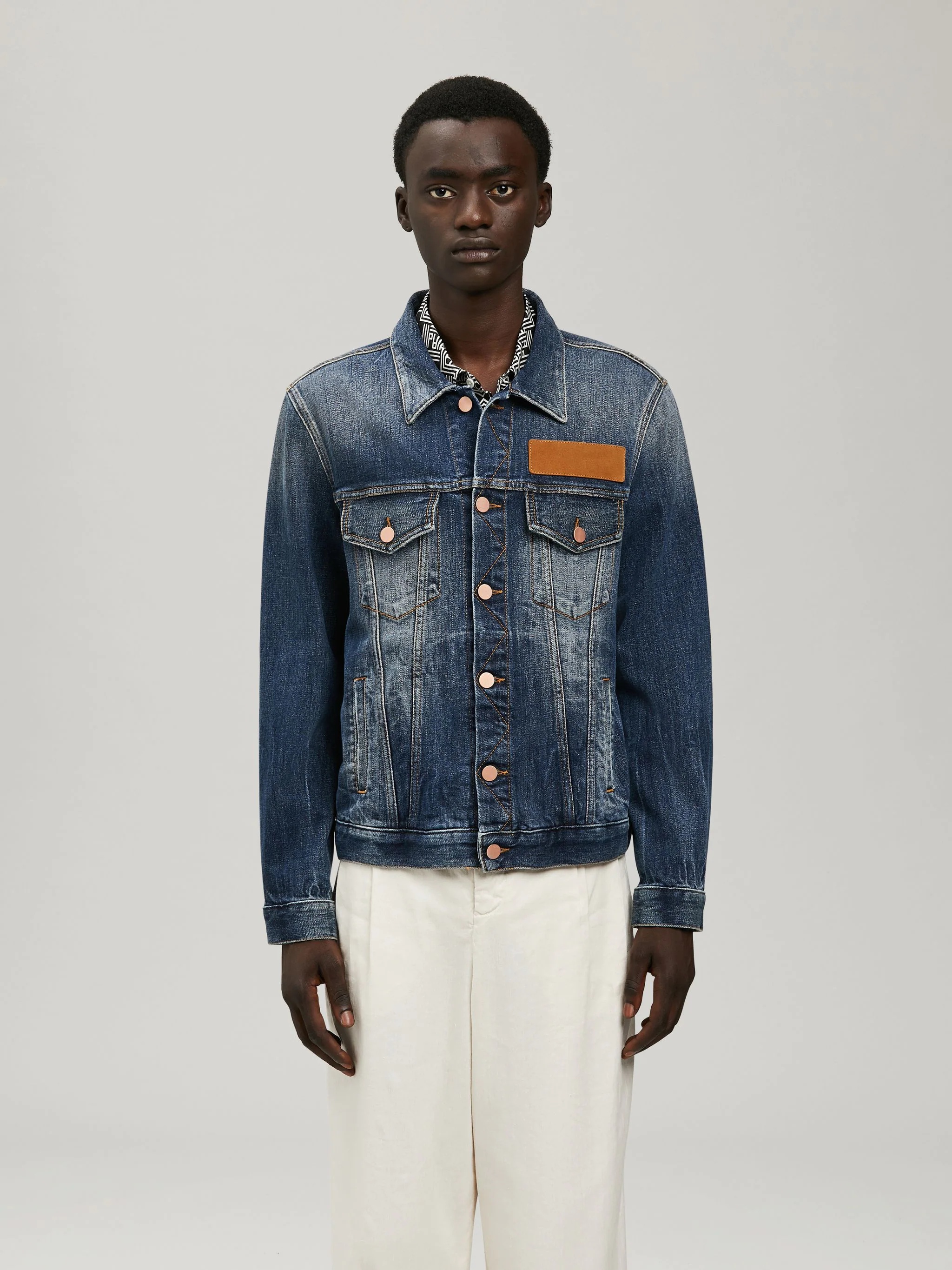 palm logo denim jacket - 3