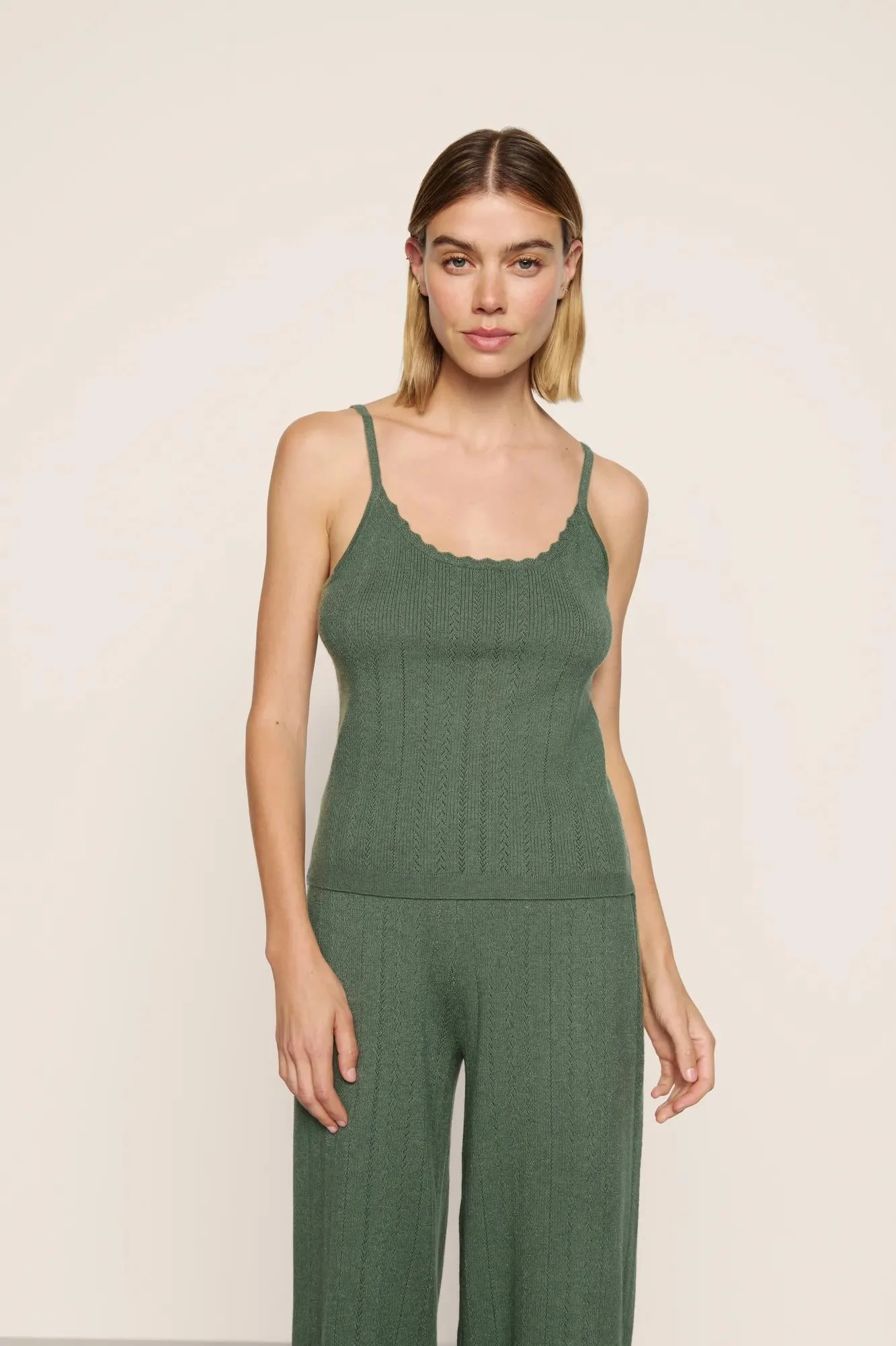 Pointelle Sweater Scoop Neck Cami - 1