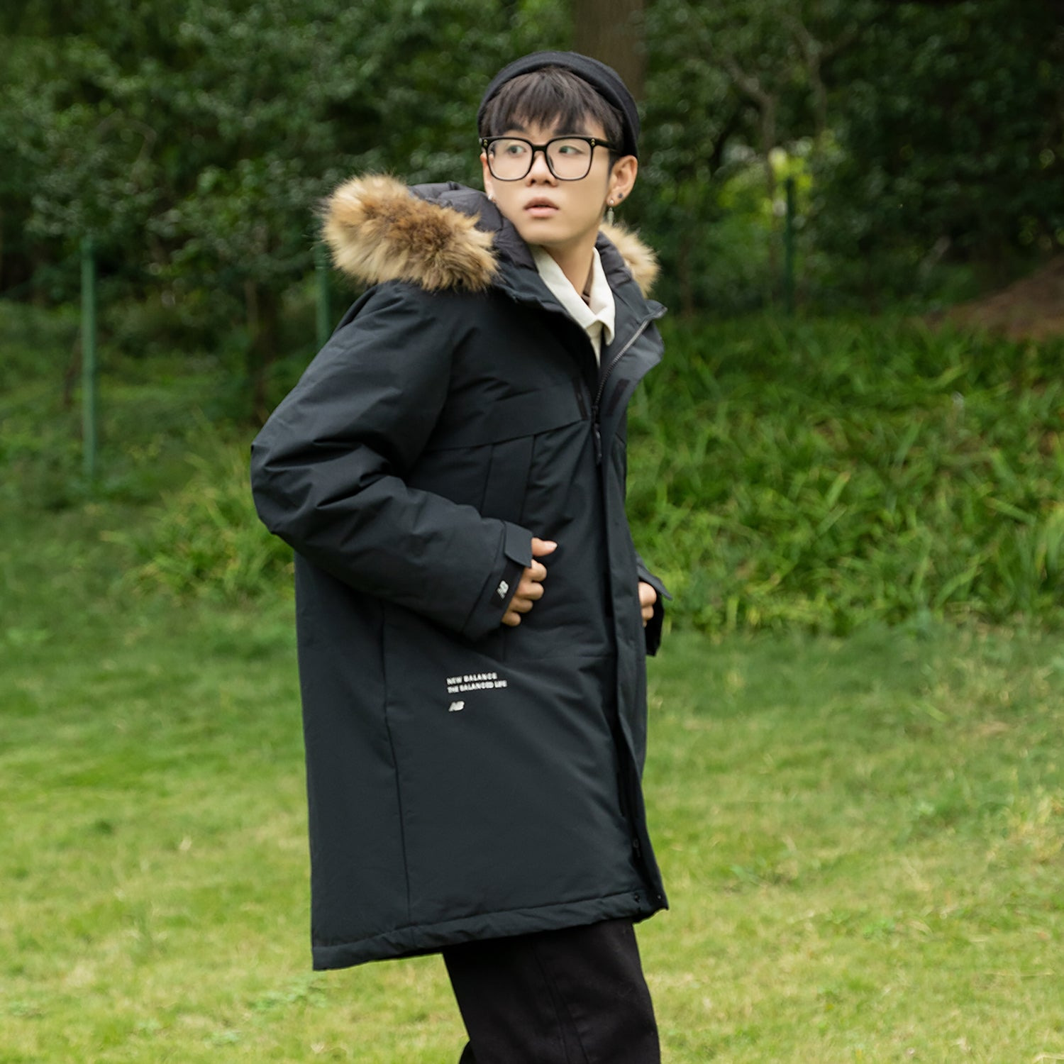 New Balance Long Puff Down Jacket 'Black' 5PC44303-BK - 5