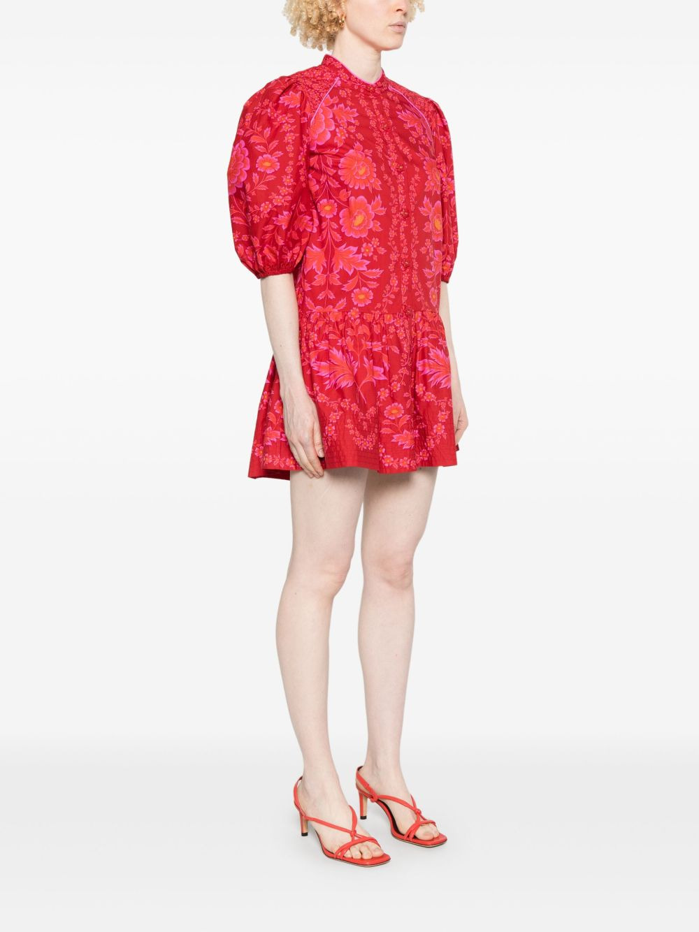 floral-print mini dress - 3