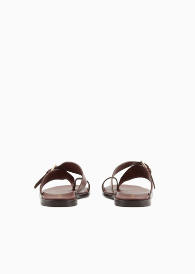 EMPORIO ARMANI Leather flip-flop sandals with buckle outlook