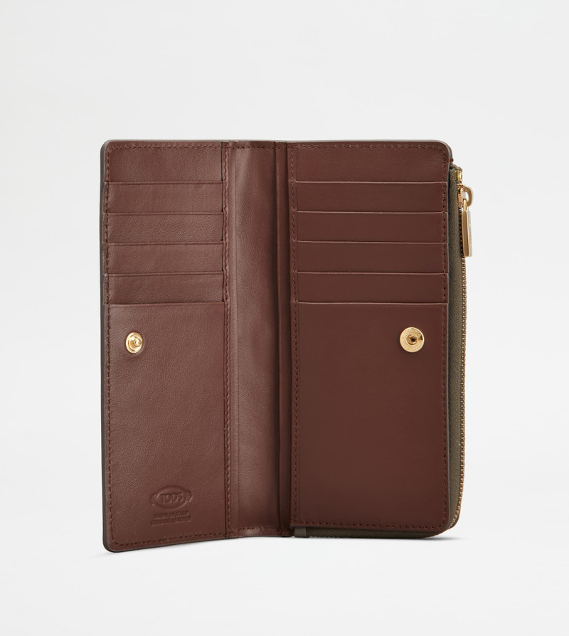 Tod's T TIMELESS WALLET IN LEATHER - GREY, BROWN outlook
