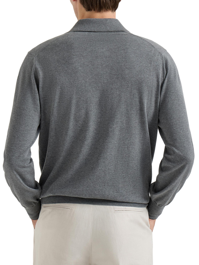 Men's Cotton Lightweight Knit Polo Shirt - Dark Grey 3
