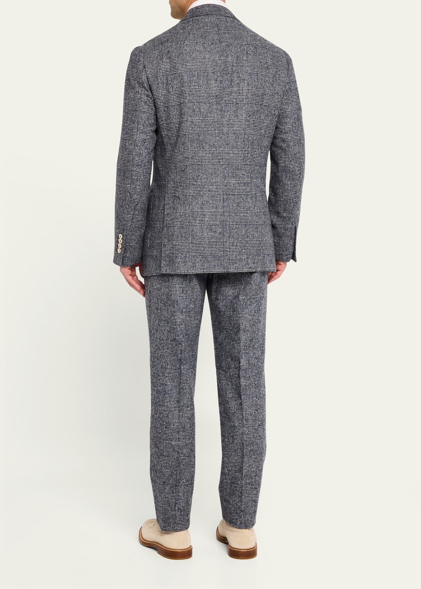Men's Double-Breasted Plaid Suit - 3