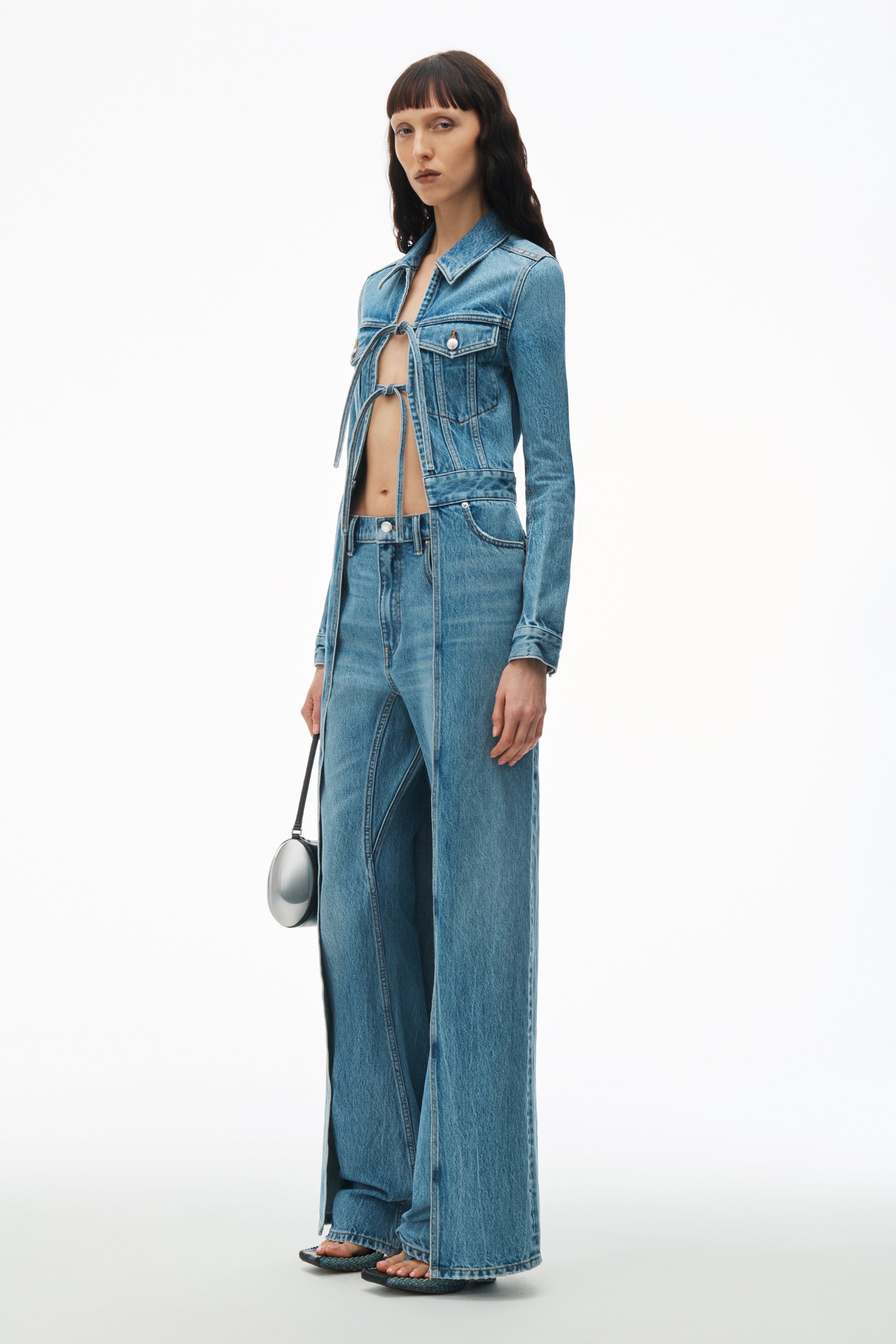Duster Denim Coat With Tie Front - 2