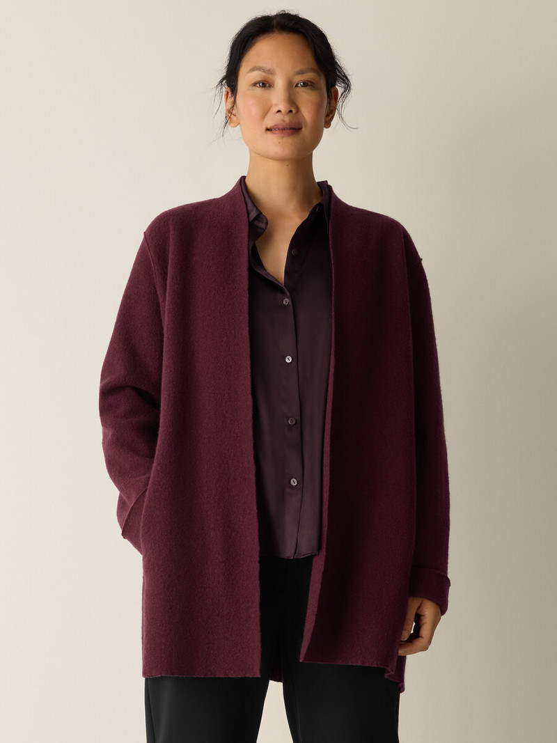 Lightweight Boiled Wool High Collar Jacket in Regenerative Wool 3