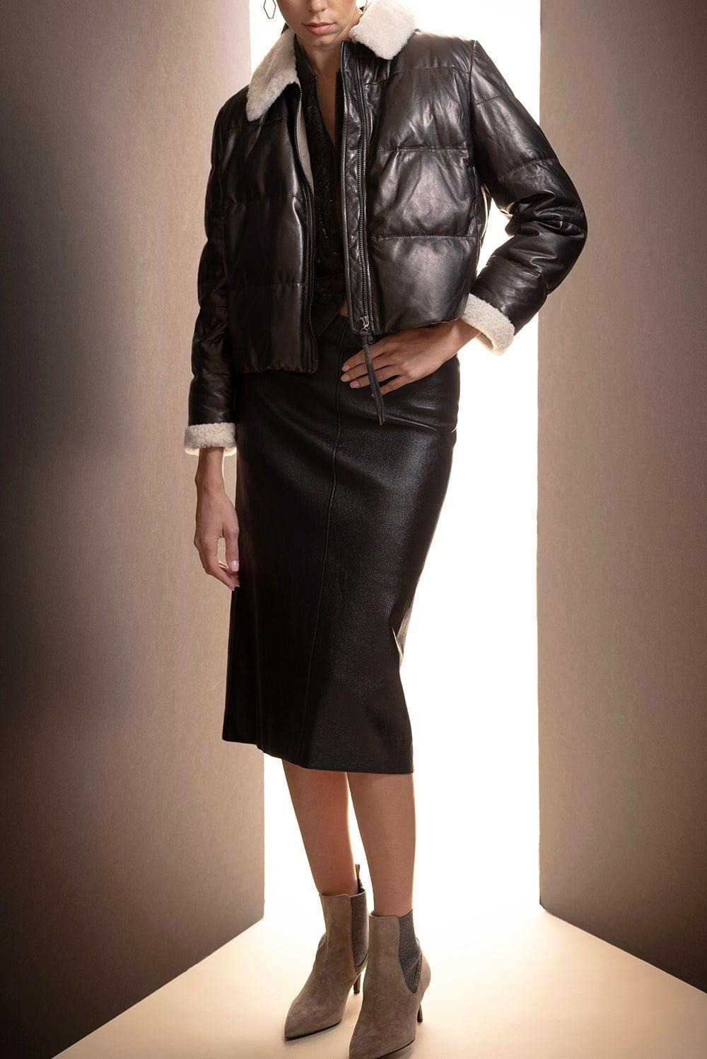 Glossy Midi Pencil Skirt - 2